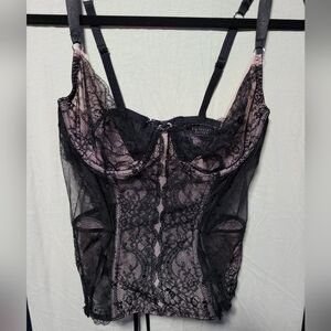 Victoria's Secret Black And Blush Lace Corset 36C NWT